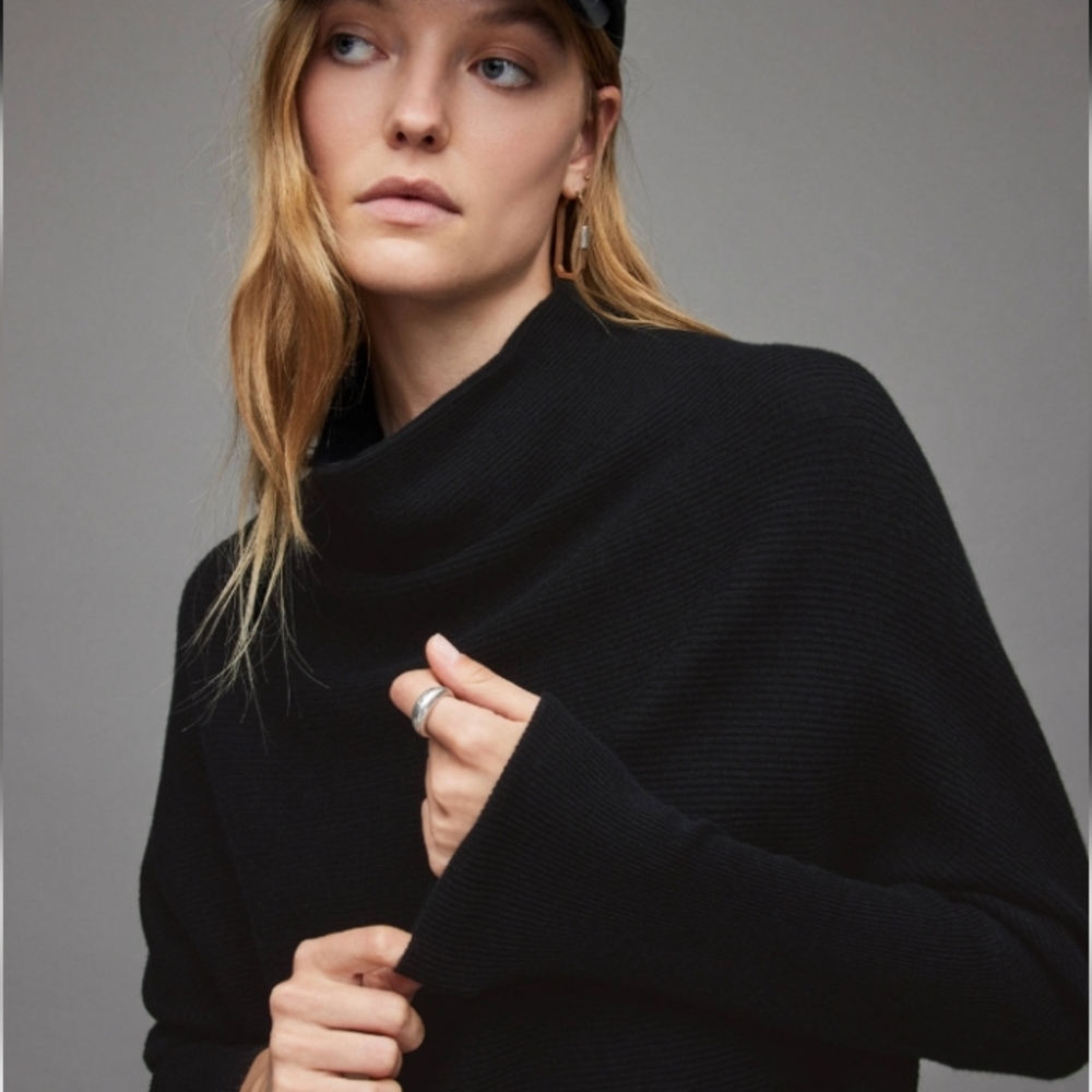 All Saints Ridley Grey Wool-Cashmere Blend Sweater XS - Picture 3 of 7